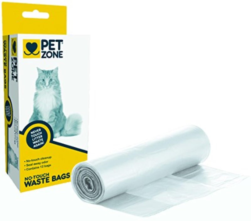 Pet Zone Universal No-Touch Cat Litter Bags & Waste Bag (Pet Waste Bag Great for Cat Litter Boxes) 12 Pack - Image 1
